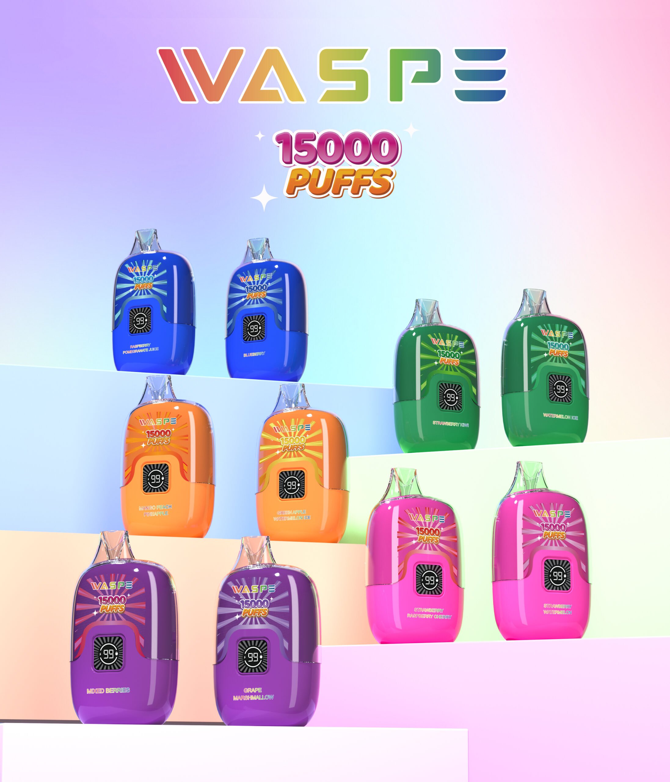 WASPE 15000 PUFFS Digital Box 0% 2% 3% 5% Nicotine Disposable Vape Wholesale - ClueVape - 25