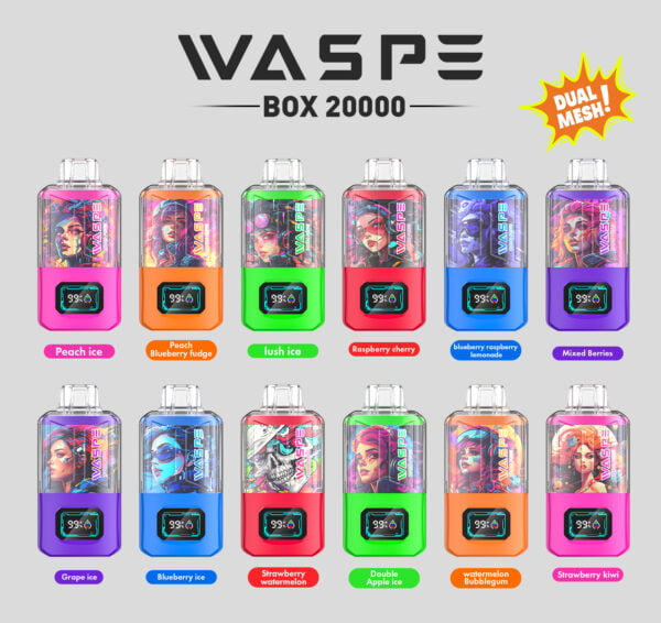 WASPE 20000 PUFFS Коробка с двойной сеткой 0% 2% 3% 5% Никотиновая одноразовая электронная сигарета оптом - ClueVape - 2