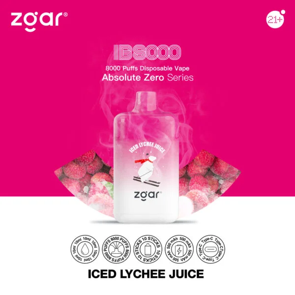 ZGAR ICE BOX 8000 Puffs 2% Vente en gros de vape jetable rechargeable à la nicotine - ClueVape - 8