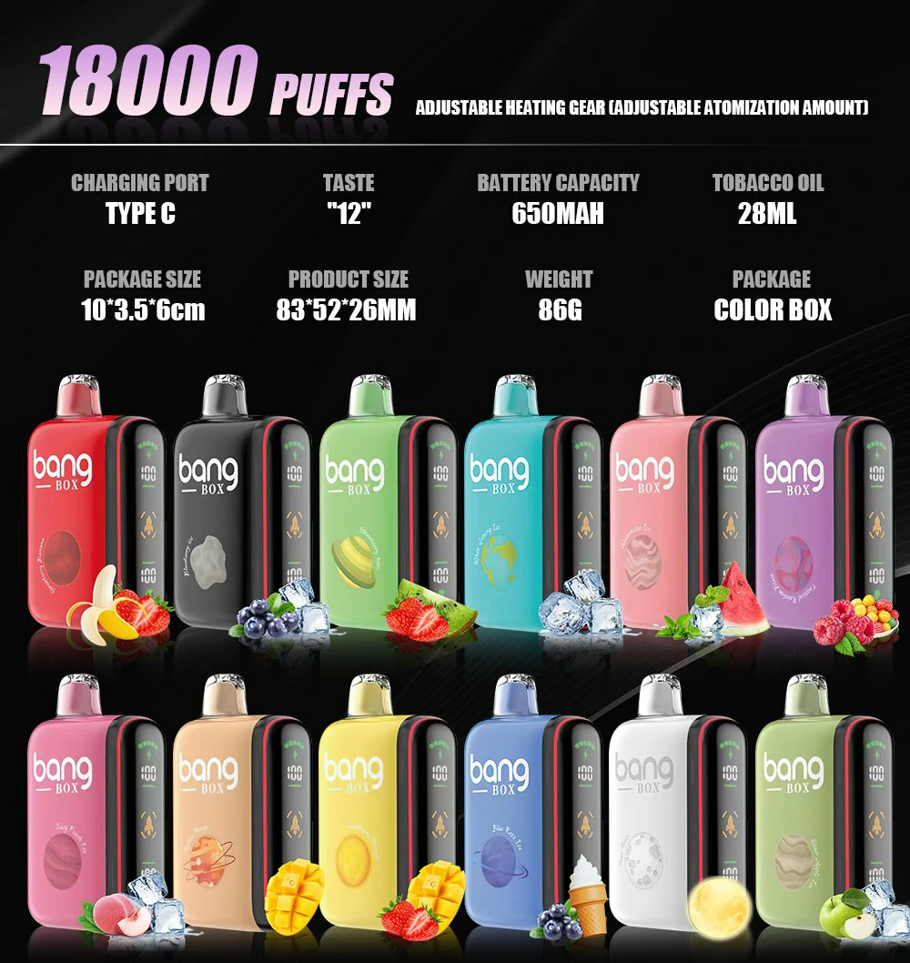 Bang Box Vape Rocket 18000 Puffs LED kijelző 0% 2% 3% 5% Nikotin Tömeges Vásárlás Eldobható Vape Nagyker