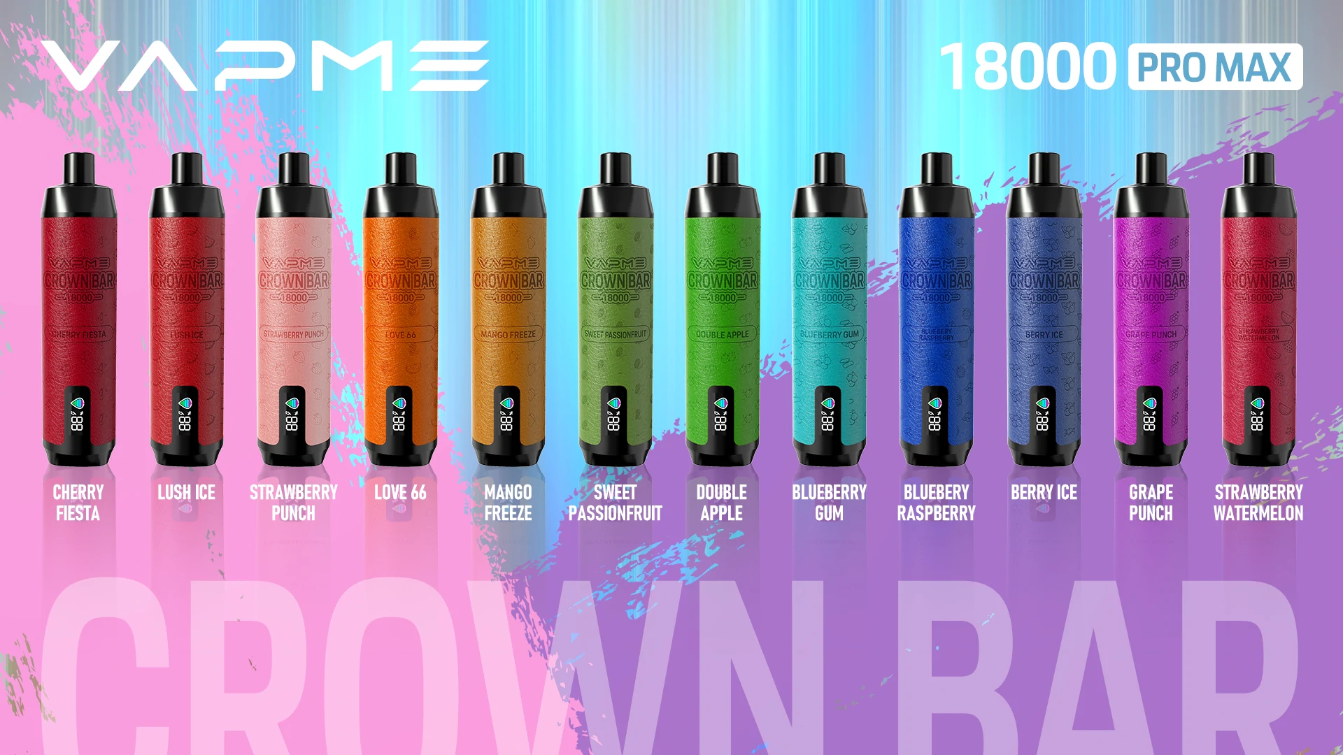Vapme Crown Bar 18000 PRO MAX 2% 5% Nikotin 18000 Puff Újratölthető Eldobható Vapes Tömeges vásárlás Nagyker