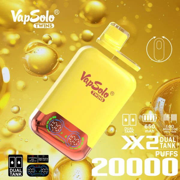 VapSolo Twins 20000 Puffs 2% 5% Alacsony nikotintartalmú, újratölthető, eldobható Vapes toll tömeges vásárlás Nagykereskedelmi - ClueVape - 4