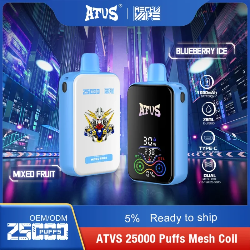 Eine umfassende Anleitung zu ATVS 25000 Puffs Dual Mesh 5% wiederaufladbaren Einweg-Vapes mit niedrigem Nikotingehalt für Großhandelskunden – ClueVape – 1