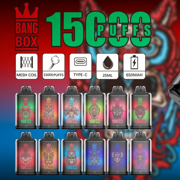 Bang Box S1 15000 Puffar 0% 2% 3% 5% Uppladdningsbara engångsvapes med låg nikotinhalt Penna Bulk Köp Partihandel - ClueVape - 1