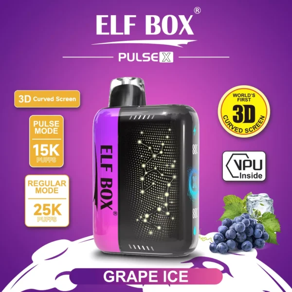 Elf Box Pulse X 25000 Puffs Dual Mesh 0% 2% 3% 5% Low Nicotine 3D Curved LED Screen Rechargeable Disposable Vapes Pen Bulk Buy Wholesale - ClueVape - 9