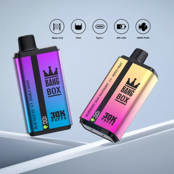 Bang Box 30000 Puffs Double Flavor 0% 2% 3% 5% Låg nikotin uppladdningsbara engångs vapes Penna Bulk Köp grossist - ClueVape - 1