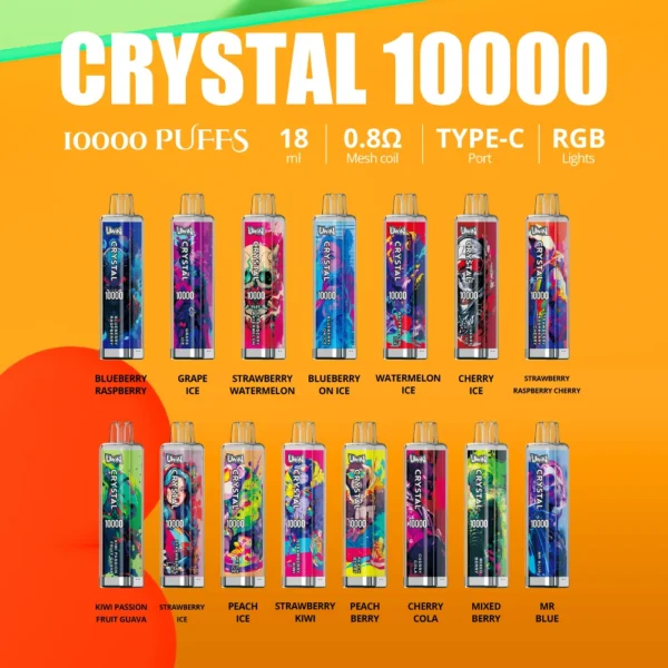 Uwin Crystal 10000 Puffs 0% 2% 3% 5% Low Nicotine Rechargeable Disposable Vapes Pen Bulk Buy Wholesale - ClueVape - 1