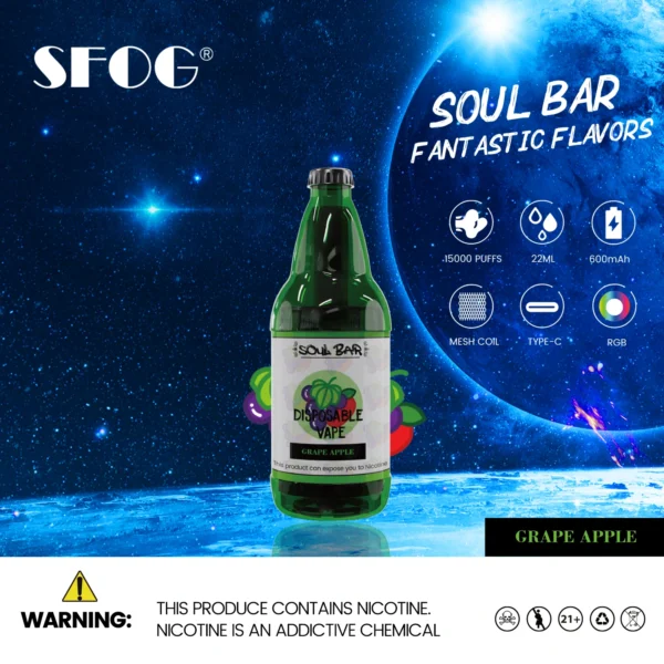 SFOG SOUL BAR 15000 Puffs RGB 5% Caneta Vapes descartáveis ​​recarregáveis ​​com baixo teor de nicotina em massa Compre no atacado - ClueVape - 11
