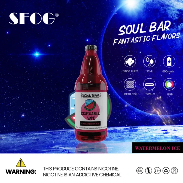SFOG SOUL BAR 15000 Puffs RGB 5% Caneta Vapes descartáveis ​​recarregáveis ​​com baixo teor de nicotina em massa Compre no atacado - ClueVape - 15